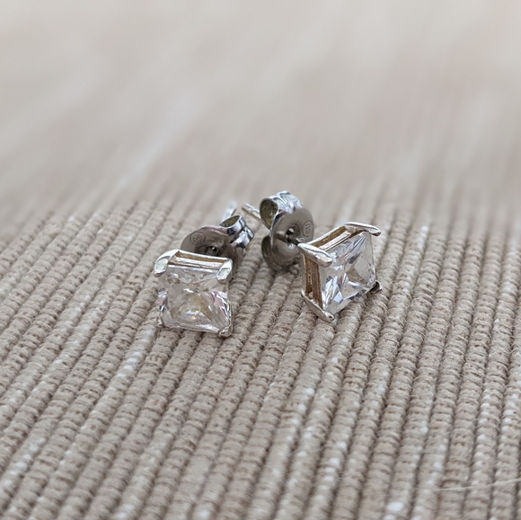Sterling Silver & Cubic Zirconia Stud Earrings - Picture 1 of 5